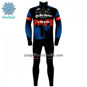 Completo Maglia ML + Pantaloncino con bretelle ML 2022 Baloise-Trek Lions Blue Winter Invernale Rosso Nero